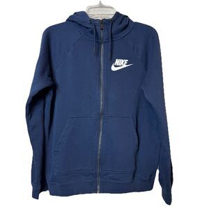 Nike Hoodie Blue Sportswear Rally Fitness Training AJ7361-451 Full Zip Women’s S